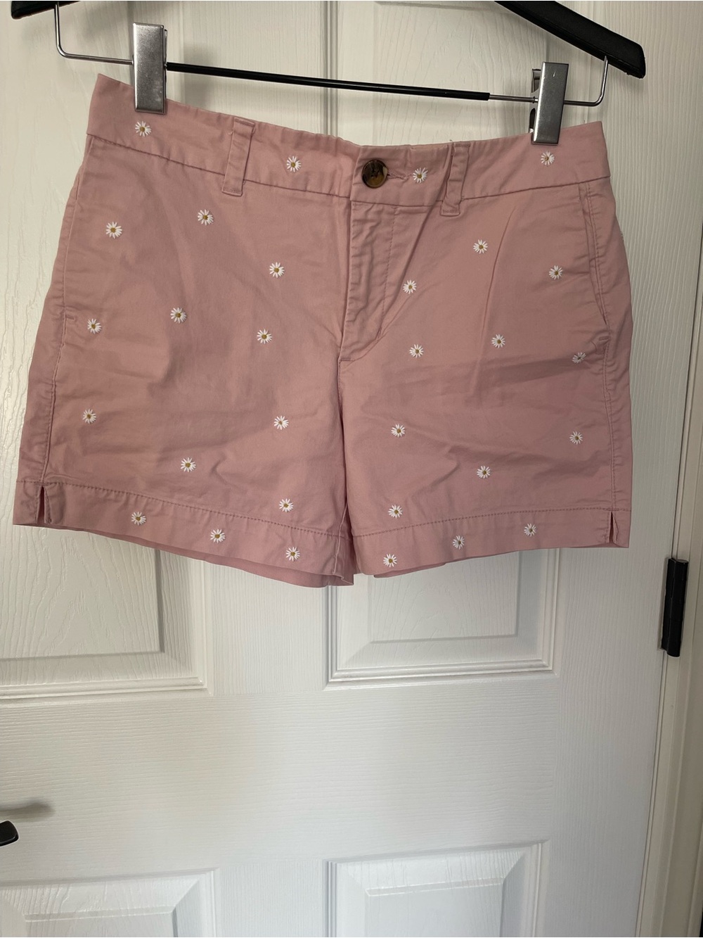Old Navy Pink Daisy Embroidered Bermudas
